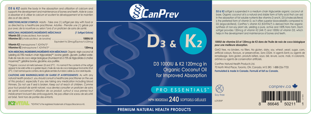 CanPrev D3 & K2 Softgels 240sg