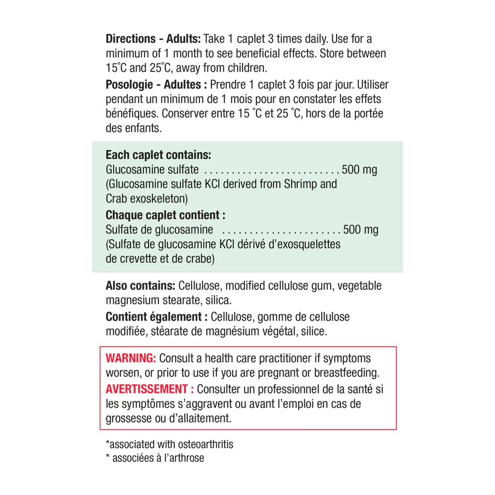 Jamieson 500 Mg Glucosamine Sulfate Caplets