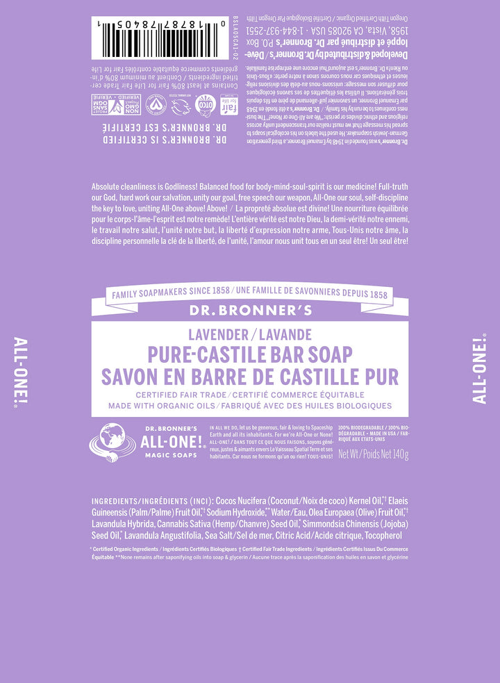 Dr. Bronner's  Lavender Pure Castile Bar Soap