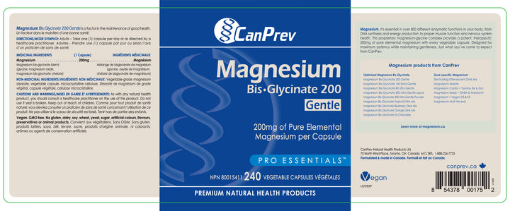 CanPrev Magnesium Bis-Glycinate 200 Gentle 240 vcap