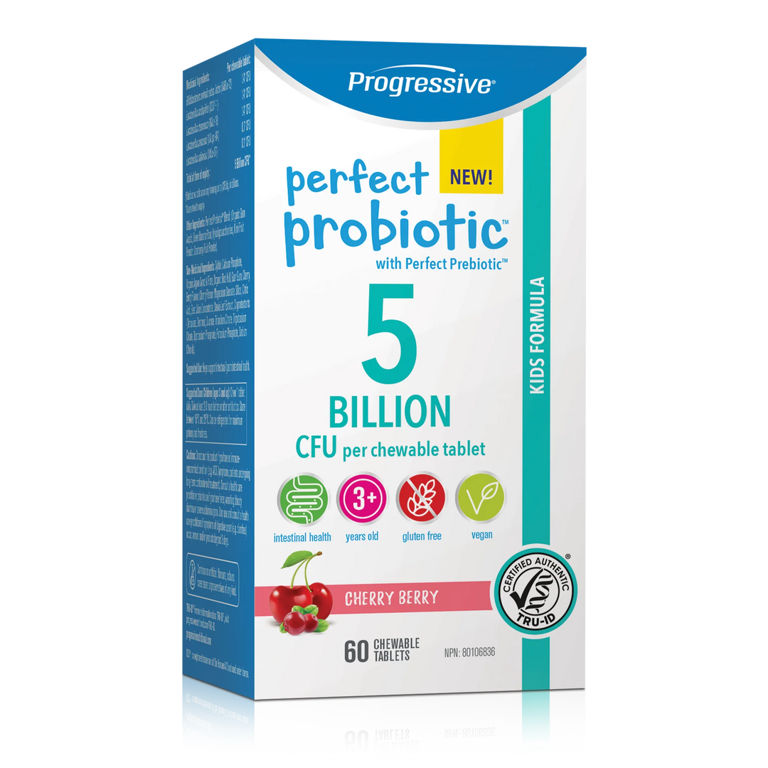 Progressive Perfect Probiotic 5 Billion Kids Cherry Berry 60 Chewable Tablets