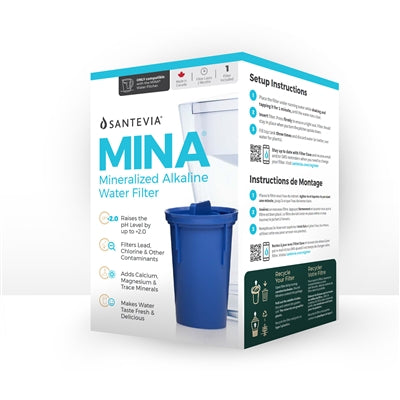 Santevia Alkaline Pitcher, MINA Slim, Filter, Single