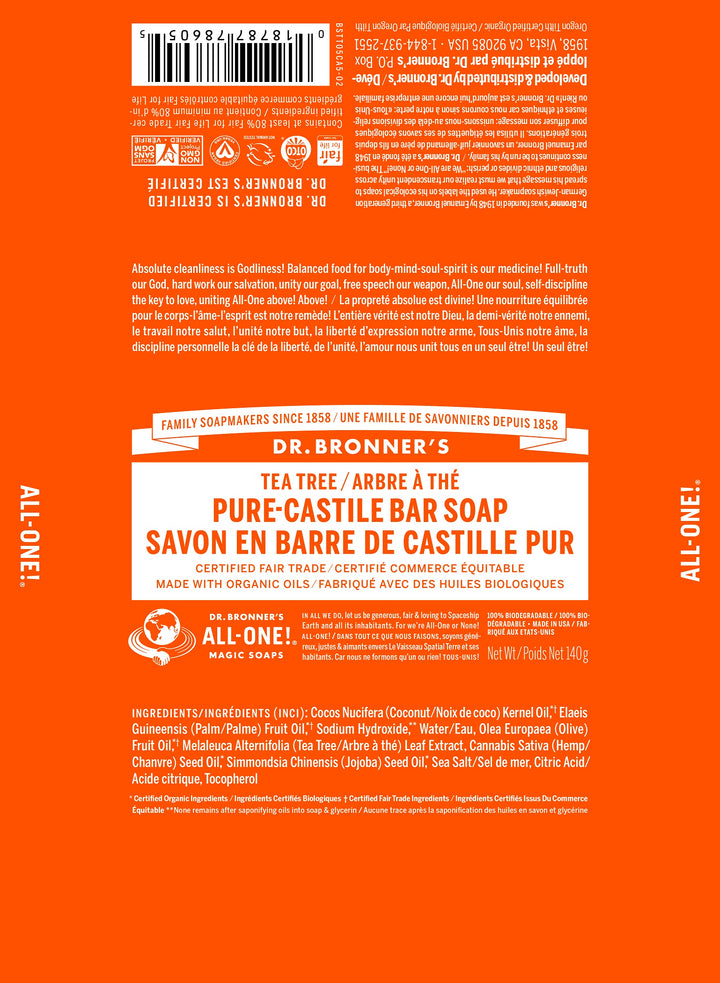 Dr. Bronner's  Tea Tree Pure Castile Bar Soap